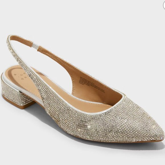 Elle Rhinestone Slingback Pointed Toe Classy Heels Sandal Vaca Mules Slip Ons - Picture 1 of 4